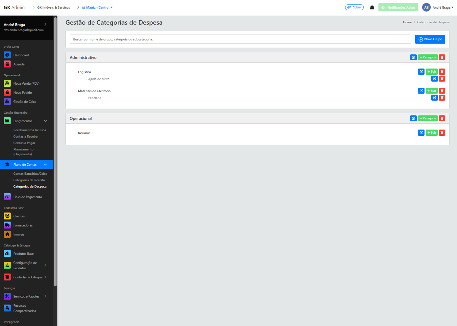 Contas Caixa e Receitas Avulsas